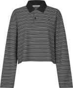 Oval Square Steffi Boxy Polo Kvinde Black / Off White Stripe Langærmed...