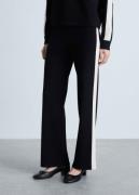 MANGO Knitted Trousers With Contrasting s Kvinde Black Bukser Str L - ...