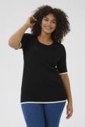 Kaffe Curve Kclizzy rib Contrast Pullover Kvinde Black With Chalk Cont...