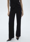 MANGO Straight Knitted Trousers Kvinde Black Bukser Med Brede Ben Str ...