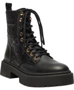 Steve Madden Grazier Biker Boots Kvinde Black Leather Snørestøvler Str...