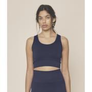 Moonchild Yoga Wear Soft Rib Seamless Crop Top Kvinde Navy Blue Tankto...