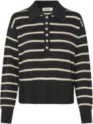 Modström Malvamd Stripe Polo Kvinde Black Summersand Stripe Sweaters S...