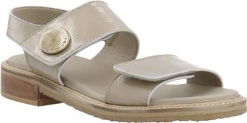 Cashott Casgrace Velcro Sandal Patent Kvinde Taupe Flade Sandaler Str ...