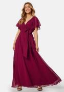 Goddiva Flutter Chiffon Dress Berry XL (UK16)