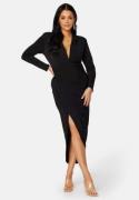 John Zack Curve Long Sleeve Rouch Curve Dress Black 48 (UK20)