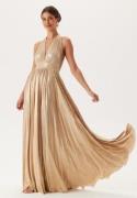 Goddiva Deep V Neck Metallic Gold S (UK10)