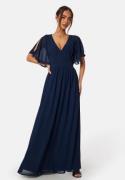 Bubbleroom Occasion Butterfly Sleeve Chiffon Gown Navy 44