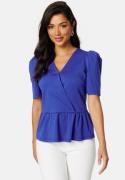 Happy Holly Madeleine peplum top Blue 32/34