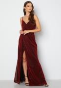 Goddiva Glitter Wrap Front Maxi Dress Red M (UK12)