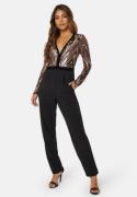 Goddiva Sequin Bodice Jumpsuit Champagne XL (UK16)