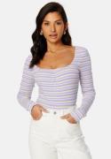 BUBBLEROOM Selda ls striped top Lilac / Yellow / Striped S