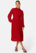 BUBBLEROOM Blanca Midi Lace Dress Red 34