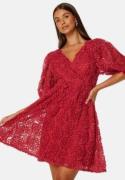 Bubbleroom Occasion 3D Puff Sleeve Dress Dark red XS