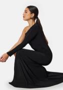 John Zack Long Sleeve One Shoulder Maxi Dress Black S XXL (UK18)