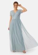 AngelEye Short Sleeve Sequin Embellished Maxi Dress Heather Blue S (UK...