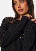 BUBBLEROOM Crochet Knitted Long Sleeve Top Black M