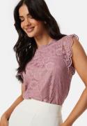 Pieces Olline SL Lace Top Woodrose S