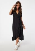 Happy Holly Evie Puff Sleeve Wrap Dress Black 44/46