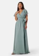 Goddiva Flutter Chiffon Maxi Dress Sage Green XS (UK8)