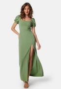 John Zack Puff Sleeve Maxi Dress With Split Sage Green XXS (UK6)