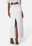 BUBBLEROOM Denim Slit Midi Skirt Offwhite 42