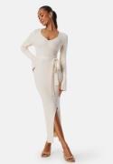 BUBBLEROOM Slit Knitted Midi Dress Cream XL