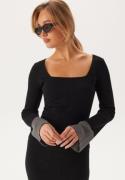 BUBBLEROOM Cherry Rib Knit Top Black XS