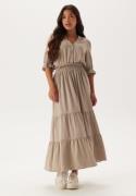 Happy Holly Frill Neck Tiered Maxi Dress Nougat 36/38