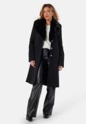 Chiara Forthi Fur Collar Wool Blend Coat Black XL