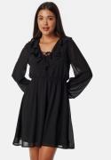 BUBBLEROOM V-neck Short Frill Dress Black M