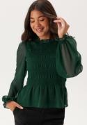 BUBBLEROOM Smock L/S Blouse Dark green M