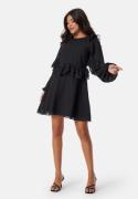 BUBBLEROOM Round Neck Short Frill Dress Black 44