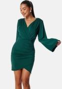 Bubbleroom Occasion Wrap Soft Short Dress Dark green XL