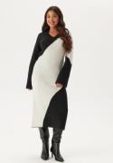 BUBBLEROOM V-neck Knitted Midi Dress Black/Offwhite XS