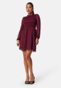 BUBBLEROOM Smock L/S Dress  Wine-red L