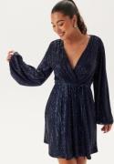 Bubbleroom Occasion Sequin Balloon Sleeve Dress Dark blue XL