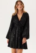 Bubbleroom Occasion Sequin Balloon Sleeve Dress Black XS