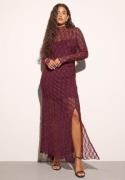 Bubbleroom Occasion Asymmetric Lace Maxi Dress Burgundy S