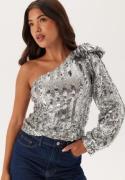 VERO MODA Vmefi One Shoulder Ls Top Silver Colour L