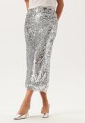 BUBBLEROOM Sequin Midi Skirt Silver M