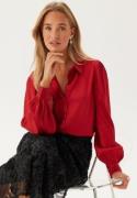 BUBBLEROOM Puff Sleeve Structured Shirt Red 34