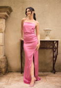 Bubbleroom Occasion Tie Back Satin Gown Pink 36