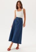 Pieces Pcabbi Mw A-shape Ankle Skirt  Medium Blue Denim S