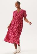 Happy Holly Evie Puff Sleeve Midi Wrap Dress Red/Patterned 52/54