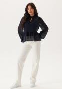 Happy Holly Peplum Dobby Dot Blouse Dark blue 40/42