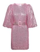 Sequins Puff Sleeve Mini Dress Kort Kjole Pink By Ti Mo