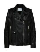 Slfmadison Leather Jacket B Noos Læderjakke Skindjakke Black Selected ...