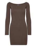 Off Shoulder Dress Kort Kjole Brown Gina Tricot