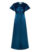 Visittas V-Neck S/S Maxi Dress - Noos Maxikjole Festkjole Blue Vila